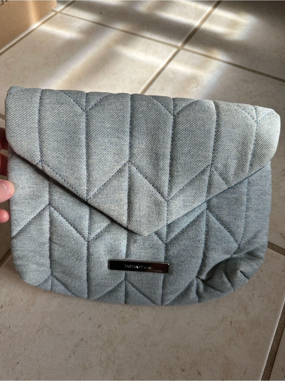 Quilted Light Gray Women's Clutch Wristlet
